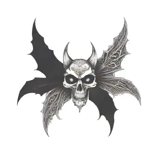 seraphim, 6 bat wings, centre eye, dark tattoo design idea