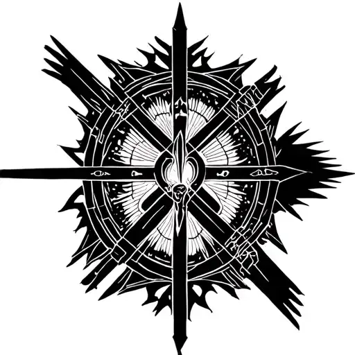 crossroads between heaven and hell tattoo design idea