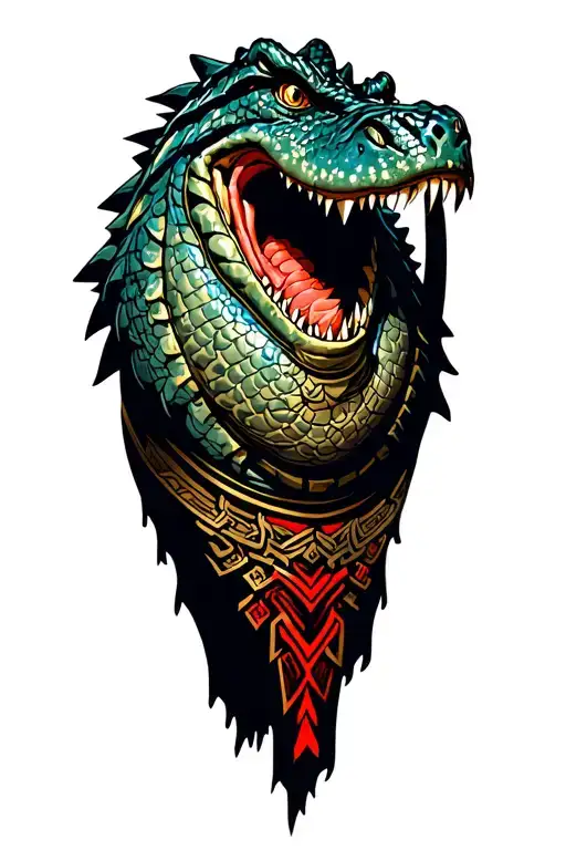 Alligator Samurai Warrior tattoo design idea