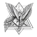 wing enclosed in a triangle with a sculpture tattoo design idea