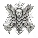 wing enclosed in a triangle with a sculpture tattoo design idea