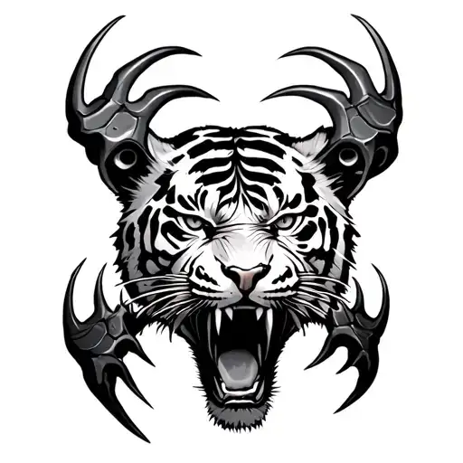 tiger claws emerging tattoo design idea