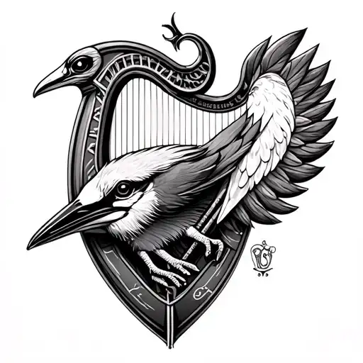 formula 1 and Guinness(harp/bird)  tattoo design idea