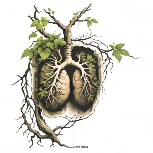 bonsai bush growing out of a pair of lungs tattoo design idea