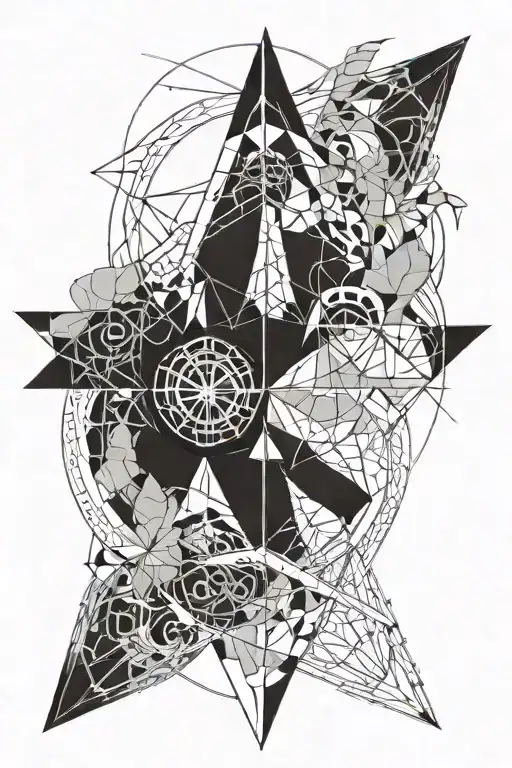 333 and angels and golden ratio tattoo design idea