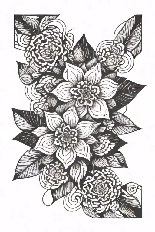 floral geometric design tattoo design idea