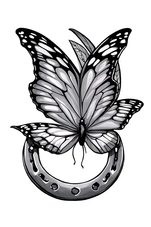 butterfly horseshoe tattoo design idea