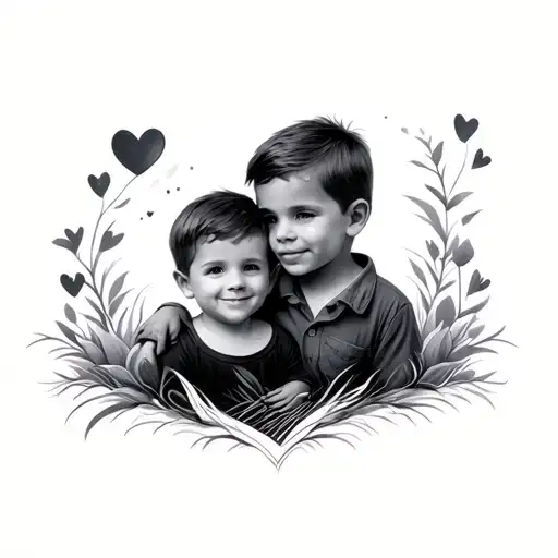 can you generate me tattoo models concerning the love I have for my 2 sons Louis and Arthur tattoo design idea