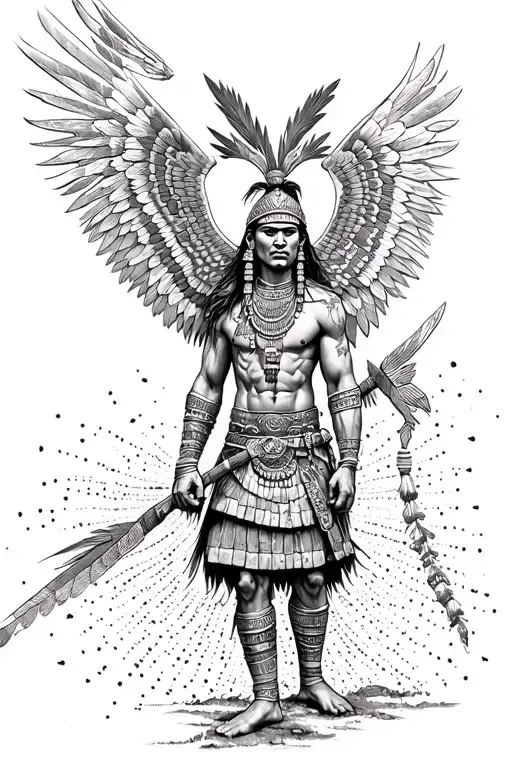 inca warrior with wings  tattoo design idea