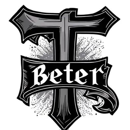 the word "Better" replace one T with a Cross  tattoo design idea