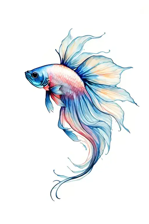 betta fish long tail tattoo design idea