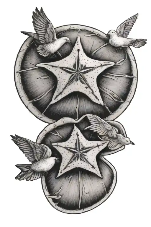 sand dollar and doves tattoo design idea