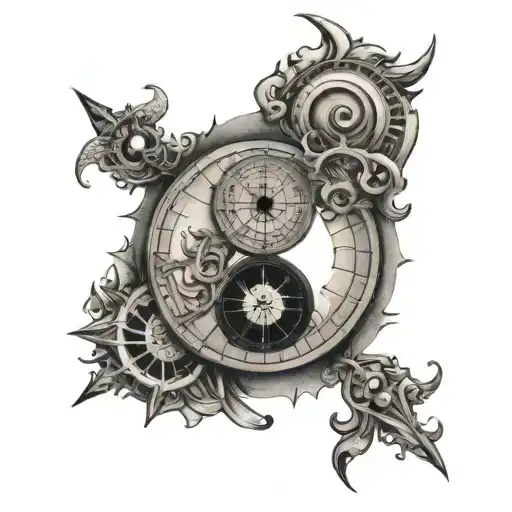 Yin Yang Compass tattoo design idea