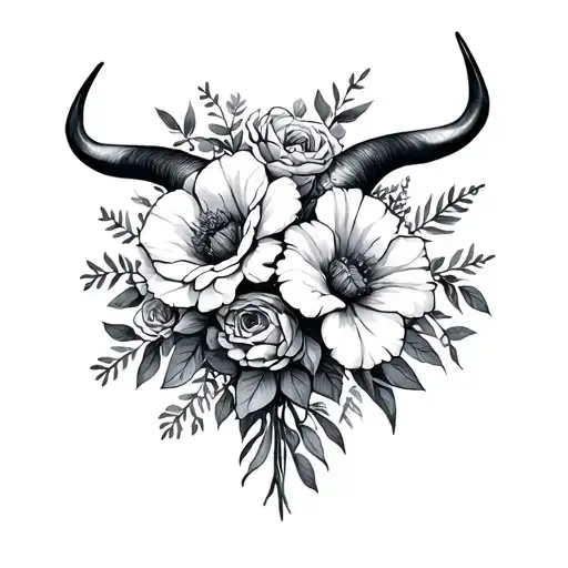 Virgo Taurus bouquet tattoo design idea