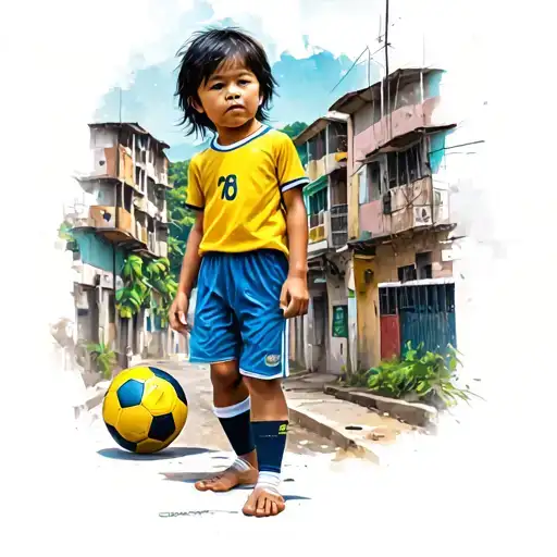 Child in the favela rio de janeiro with the soccer ball tattoo design idea