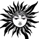 basic sun shining without a face in it tattoo design idea