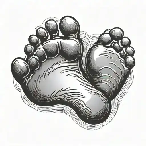 double human baby footprint with cute l tattoo design idea