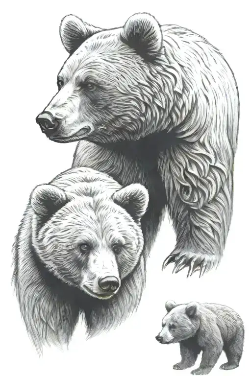 a baby bear and a mama bear tattoo design idea