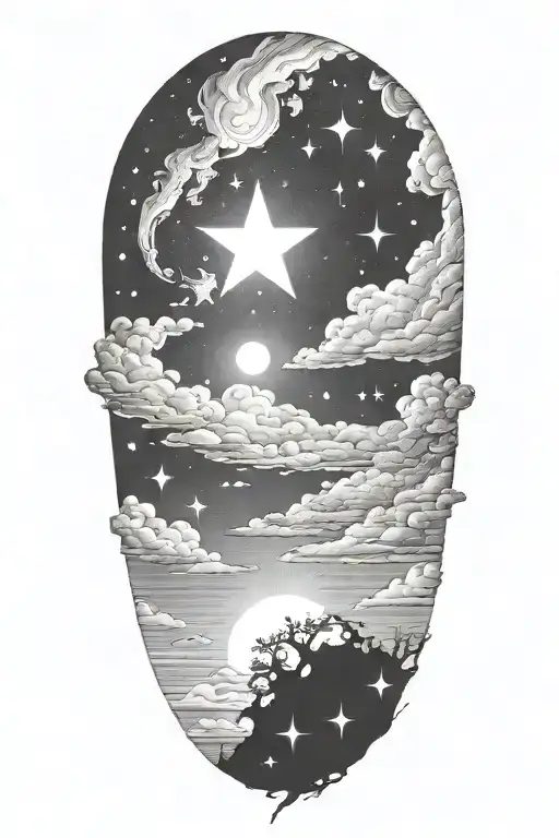 star filled sky tattoo design idea