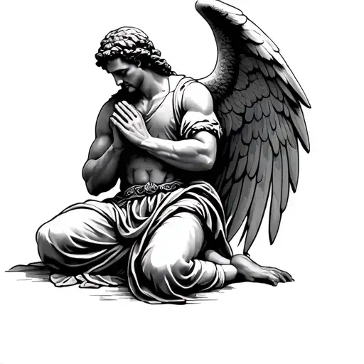 st michael kneeling praying simple tattoo tattoo design idea