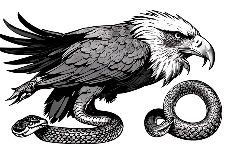 Mexican eagle eating snake tattoo design idea