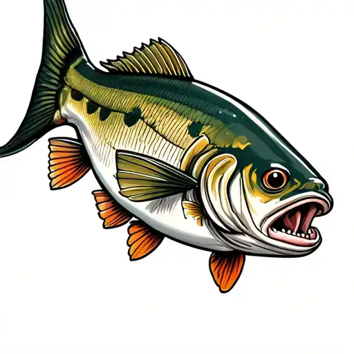 bass fish tattoo design idea