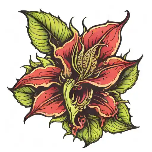 Cannabis carnivorous plant tattoo design idea