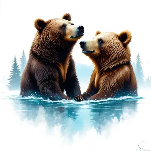 "Ava Alanna Shaneen" three bears facing each other tattoo design idea