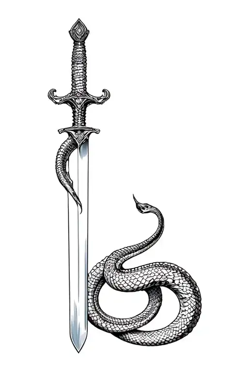 sword with cobra wrapped tattoo design idea