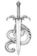 sword with cobra wrapped tattoo design idea
