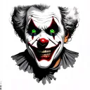 scary clown with green eyea smoking  tattoo design idea