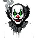 scary clown with green eyea smoking  tattoo design idea