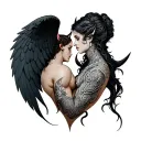 Devil And Angel Neck tattoo design idea