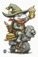 moogle riding a chocobo, link, ninja turtles eating pizza , cartman, video games, popcorn tattoo design idea
