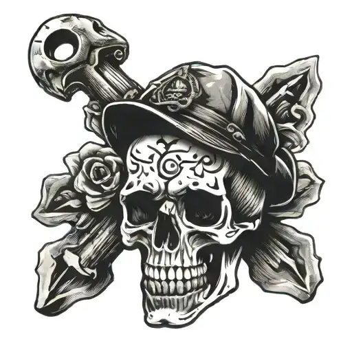 coal miner skull tattoo design idea