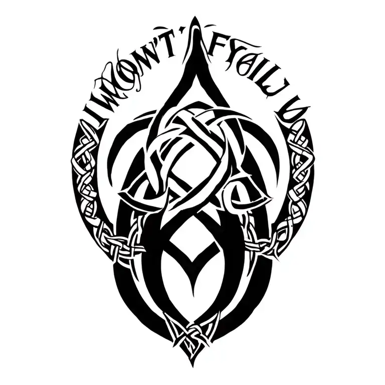 "I won't fail you" viking symbol for family in the middle of the celtic dara knot  tattoo design idea
