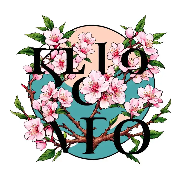 plum blossom branches forming names incorporated tattoo design idea