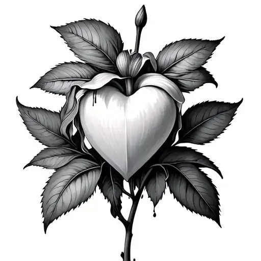 Bleeding heart flowers growing tattoo design idea