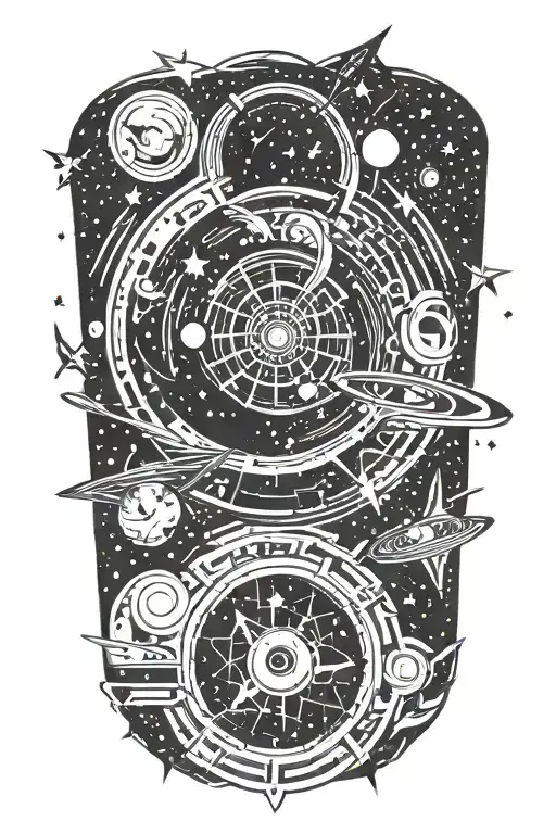 spinning galaxy filled with stars tattoo design idea