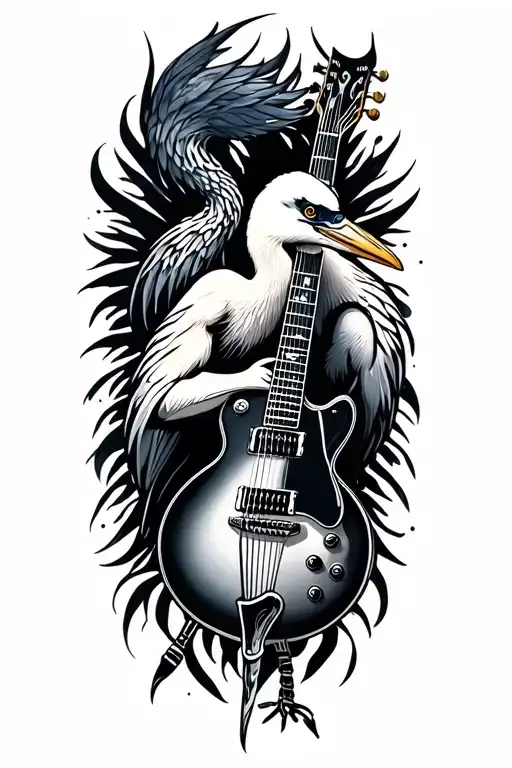 Electric heron / guitar tattoo design idea