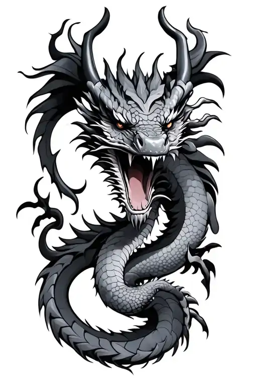 Neo Traditional dragon tattoo design idea
