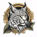 lynx face surrounded tattoo design idea