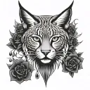 lynx face surrounded tattoo design idea