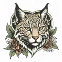 lynx face surrounded tattoo design idea