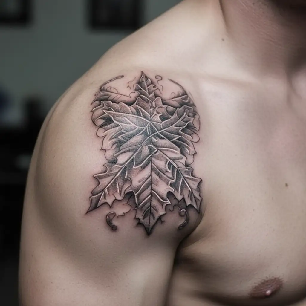 underbust pumpkin oak leaves tattoo design idea