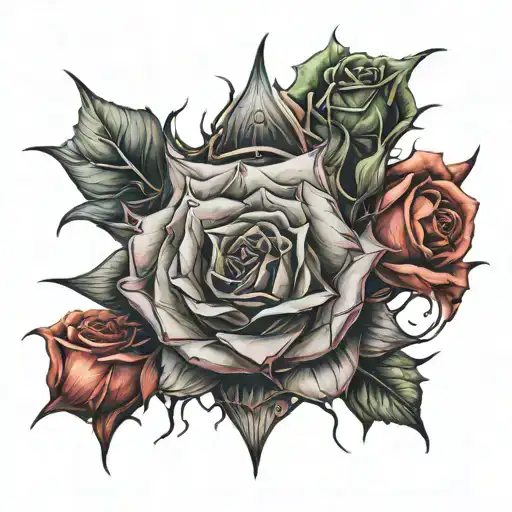 rose thorn crown tattoo design idea