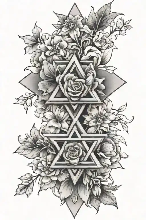 cross and Star of David, birth flowers for September, November, and December  tattoo design idea
