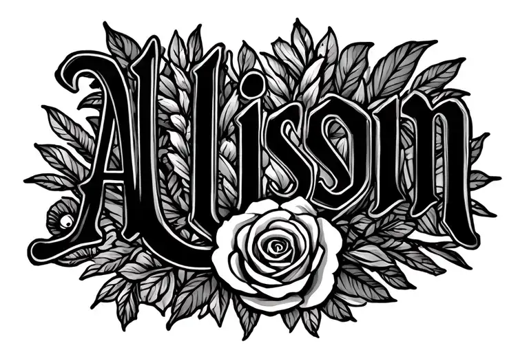 "Allison" wife name tattoo design idea