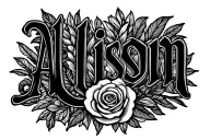 "Allison" wife name tattoo design idea