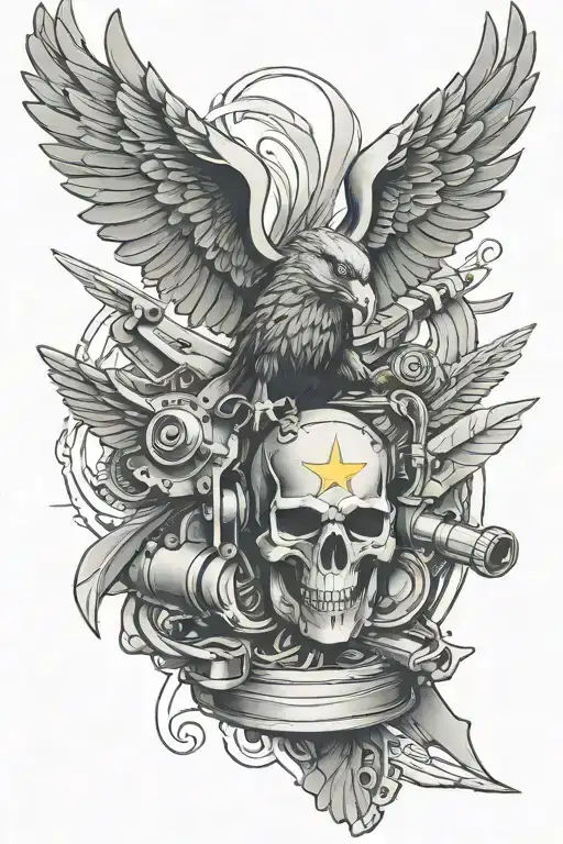 special forces air force logo intertwined with turbo motor tattoo design idea